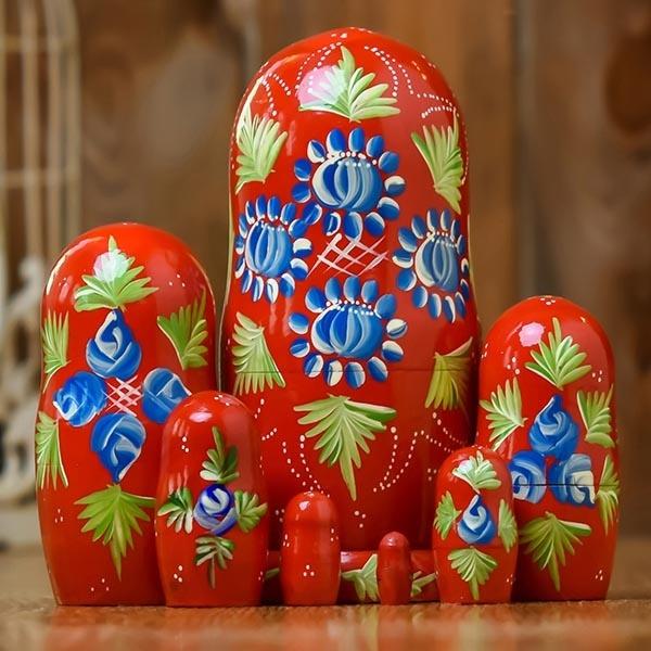 木製マトリョーシカ・ロシア雑貨・手描き・民芸・人形・細密画・民話 マトリョーシカ ロシア 人形 民芸品 土産物 手作り人形 手描き