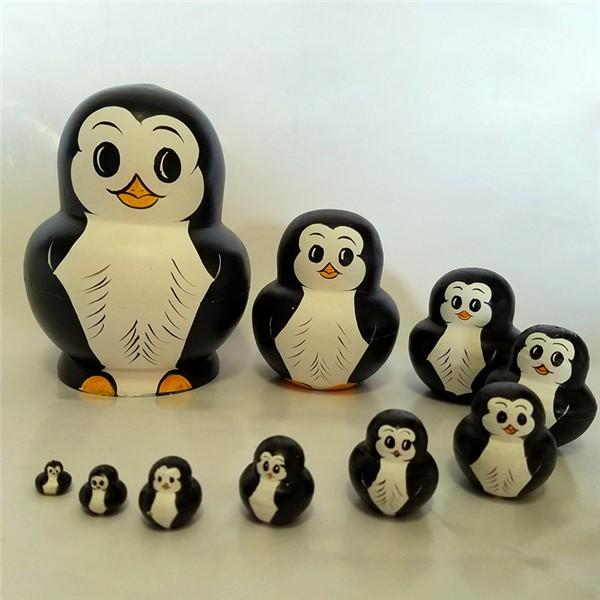 マトリョーシカ 10個組 工芸品 動物 ペンギン 反面パンダ プレゼント