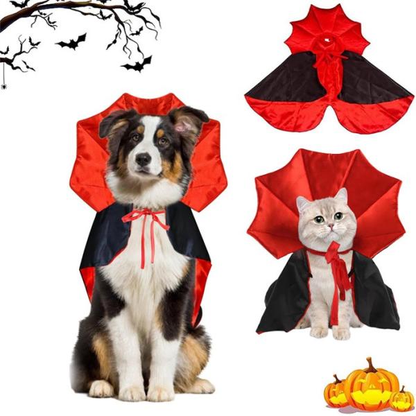 ハロウィン コスプレ ペット用 吸血鬼 マント 猫 犬 仮装 衣装 コウモリ風 ケープ マジックテープ 万聖節 コスチューム クローク 変装 小型犬 中型犬 猫用