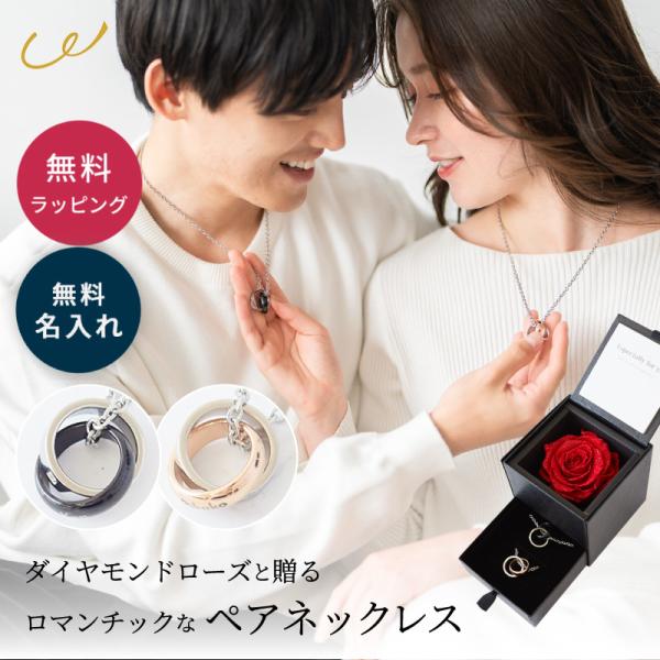 ペアネックレス 刻印 名入れ リング ネックレス ステンレス