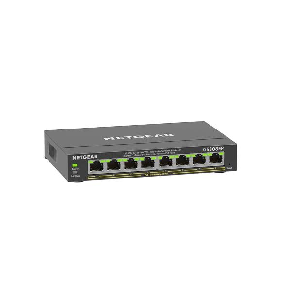 ネットギア アンマネージプラス スイッチングハブ ギガ8ポート PoE+対応(全体62W) 卓上型コンパクト GS308EP VLAN QoS