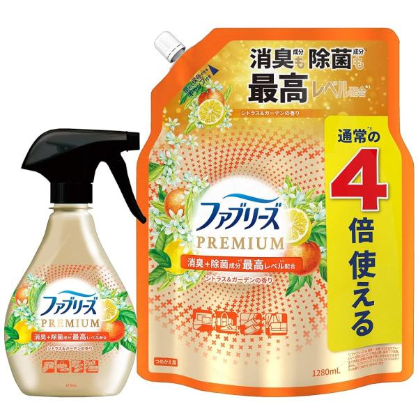 ファブリーズ 【まとめ買い】W除菌+消臭 プレミアム シトラス&ガーデンの香り 本体+4回分