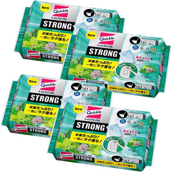 まとめ買い トイレクイックル ストロング エクストラハーブの香り つめかえ用 １６枚×4個