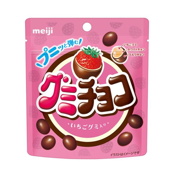 いちごグミと２層のチョコの組合せがおいしい小粒グミチョコ