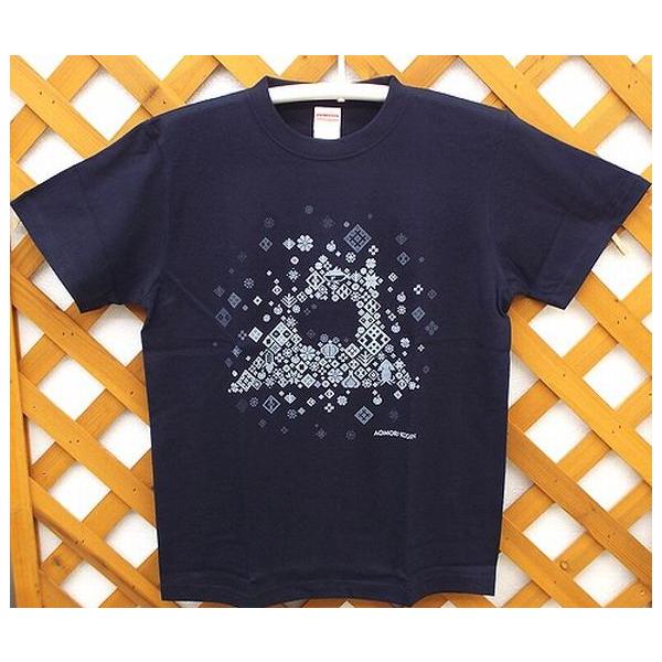 青森 弘前 限定 こぎん刺しTシャツ こぎんざしプリント模様Tシャツ