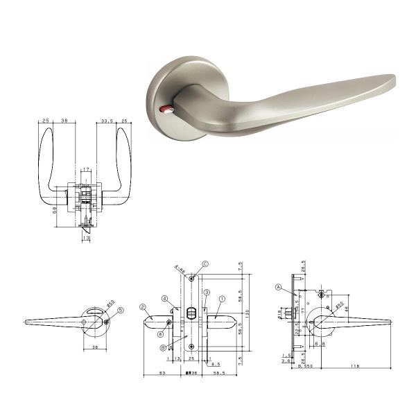 パナソニック　ベリティス　内装ドア部材レバーハンドル　A1型　表示錠/サテンシルバー(塗装)【MJE2HA14ST】