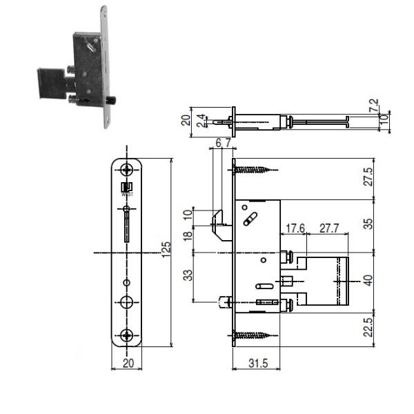 YKK-AP　室内建具　室内引戸用　引戸錠ケース（左右兼用）【HH3K14057】カラー：ＹＳ：シルバー梱包内容：引戸錠ケース１個適用商品：ＮｅｗＥ・旧モダン・旧トラッド