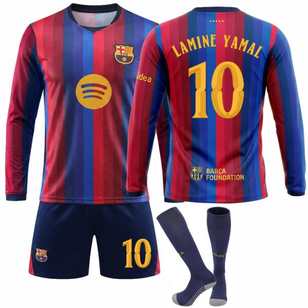 26-27 バルセロナ ホーム 長袖  10番 ヤマル 6番 ガビ 11番 ラフィーニャ 新シーズン サッカーウェア キッズ 大人用 上下セット ソックス付き スポーツウェア