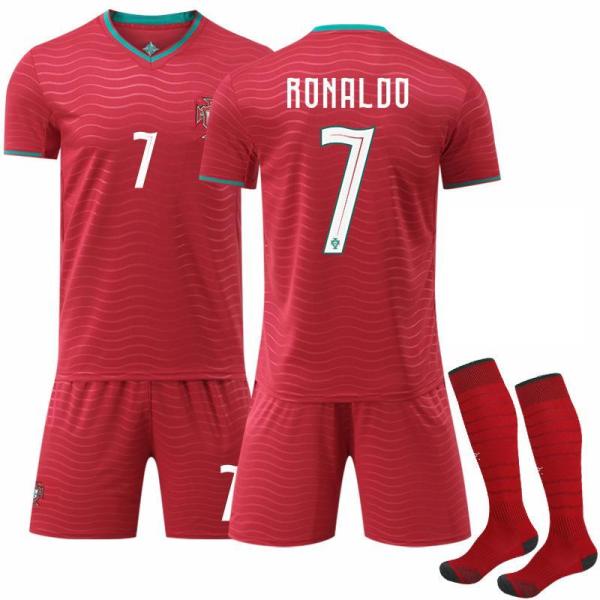 25-26 ポルトガル代表 ホーム サッカーユニフォーム 7番 C・ロナウドモデル キッズ・大人用 半袖 上下セット  スポーツウェア トレーニングウェア