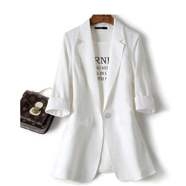 ジャケット レディース テーラードカラー 1つボタン 7分袖丈 オールシーズン オフィス 通勤 Spintheearth 通販 Yahoo ショッピング