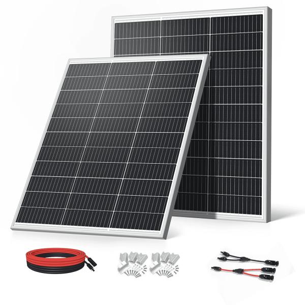 200W PERC 高性能 単結晶 ソーラーパネル 次世代型 全並列 100W×2枚組