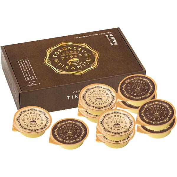 お歳暮 御歳暮 送料込み メーカー直送●商品情報／北海道産純生クリーム仕立てのやわらかくとろけるティラミスです。●セット内容／とろけるティラミス66g×5、とろけるティラミスショコラ66g×5、ココアパウダー0.8g×10●アレルゲン／乳、...