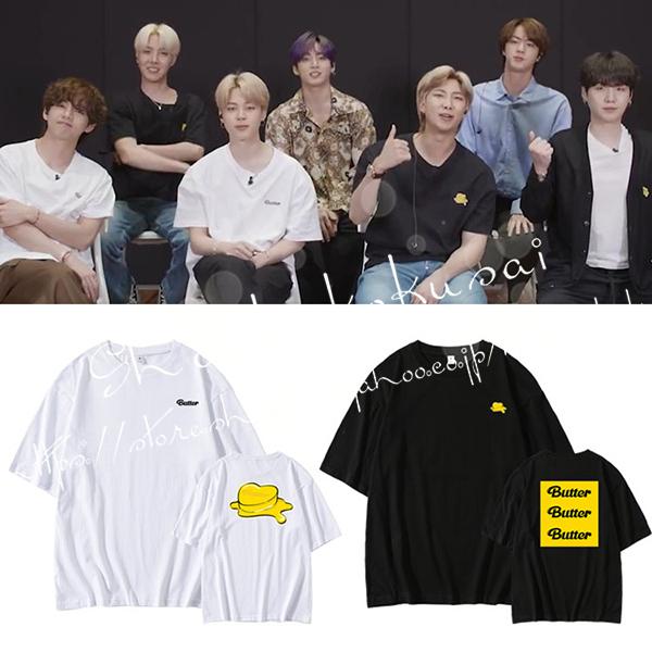 BTS(防弾少年団)風 BTS BUTTER 韓流グッズ 半袖Tシャツ コート2021新入荷 春夏 Tシャツ 男女兼用 応援服 打歌服  カジュアルウェア ペアルック