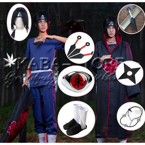 NARUTO　うちはイタチ　コスプレセット 送料無料◇NARUTO -ナルト- 風 暁 うちは イタチ コスプレ 衣装