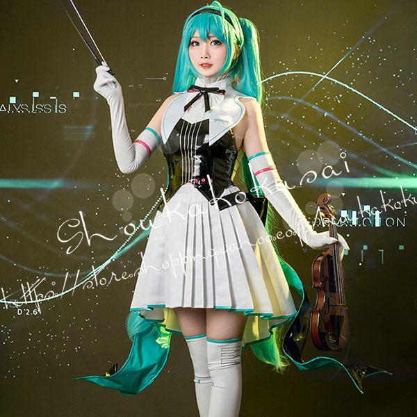 初音ミク 風 vocaloid Racing Miku シンフォニー曲 ワンピース はつね ミク コスプレ衣装 ウィッグ cosplay 変装 仮装  コスチューム 撮影 祭り