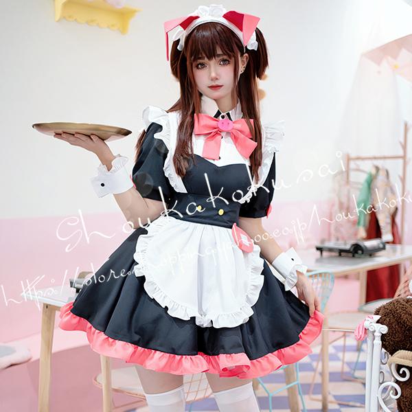 アキバ冥途戦争 風 万年 嵐子 和平なごみ コスプレ衣装 ウィッグcosplay 変装 仮装 ハロウィン イベント 撮影 祭り