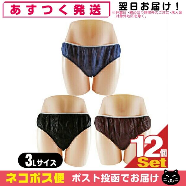 ペーパーショーツ 3L x 12枚 全3色 使い捨て パンツ 紙ショーツ 紙パンツ ペーパーパンツ 使い捨てショーツ 男女兼用 業務用「ネコポス送料無料」 爆買