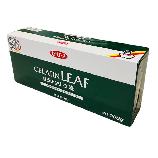 ■商品名：ゼラチンリーフ緑■原材料：ゼラチン（国内製造、インド製造、トルコ製造）■内容量：３００ｇ■賞味期限：2028年1月19日 以降の商品をお届けいたします。■保存方法：高温多湿・直射日光を避け、常温で保存してください。■製造者：株式会...