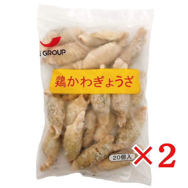 ■名称：鶏かわぎょうざ■原材料名：鶏皮、鶏肉、野菜（たけのこ、ニラ、キャベツ、ねぎ、しょうが）、しいたけ、しょうゆ、でん粉、大豆たん白、ごま油、砂糖、食塩／調味料（アミノ酸）、（一部に小麦・ごま・大豆・鶏肉を含む）■お届け内容：５００ｇ×２...