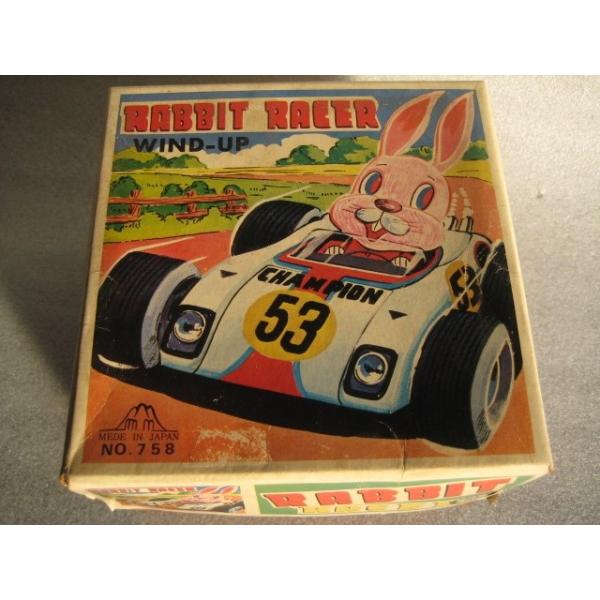 富士プレス工業 N0.758 RABBIT RACER WIND-UP ブリキのおもちゃ : 昭和