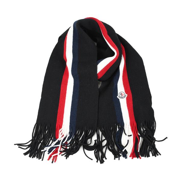 MONCLER ウールマフラー MONCLER（モンクレール） ブラックウールマフラー イタリア正規品 新品