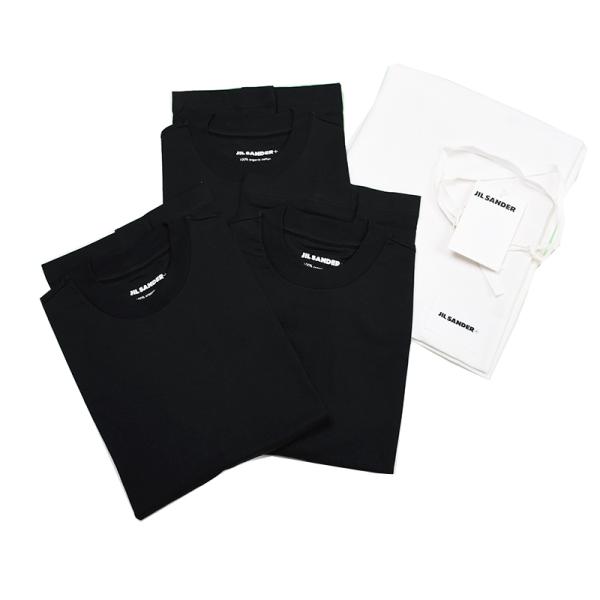 JIL SANDER ジルサンダー レディース ブラックTシャツ 3枚セット JPPT706540 WT248808 新品 並行輸入品 イタリア正規品