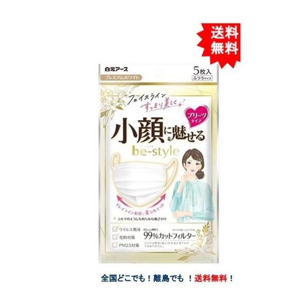 [白元アース] ビースタイル プリーツタイプ ふつうサイズ プレミアムホワイト (5枚入) × 1個 【送料無料】