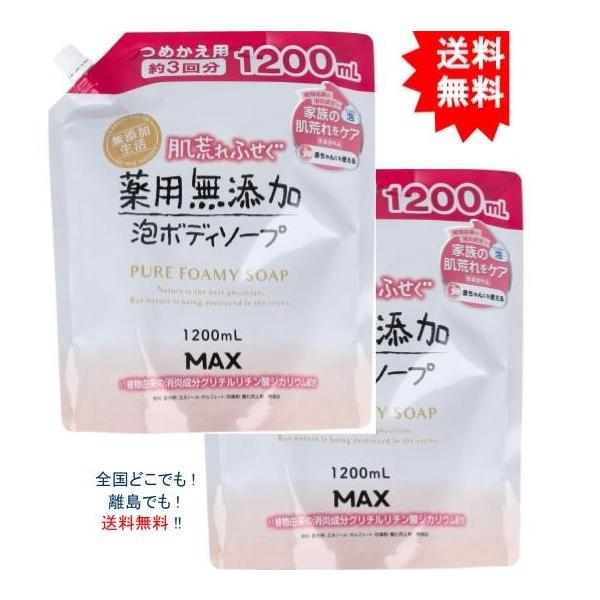 【送料無料】【2袋セット】肌荒れふせぐ 薬用 無添加泡ボディソープ 詰替用 1200mL【お届けまで約１週間】