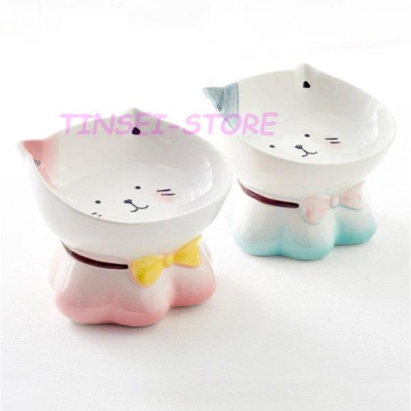 ペット 猫食器台 ボウル 美しいデザイン CATFACE 餌入れ フードボウル 猫食器スタンド 猫 陶器 手作られた陶器