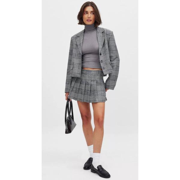 セットアップレディース高校生中学生ガーリー制服風コーデ2点セット チェック柄ジャケットプリーツミニスカート3212