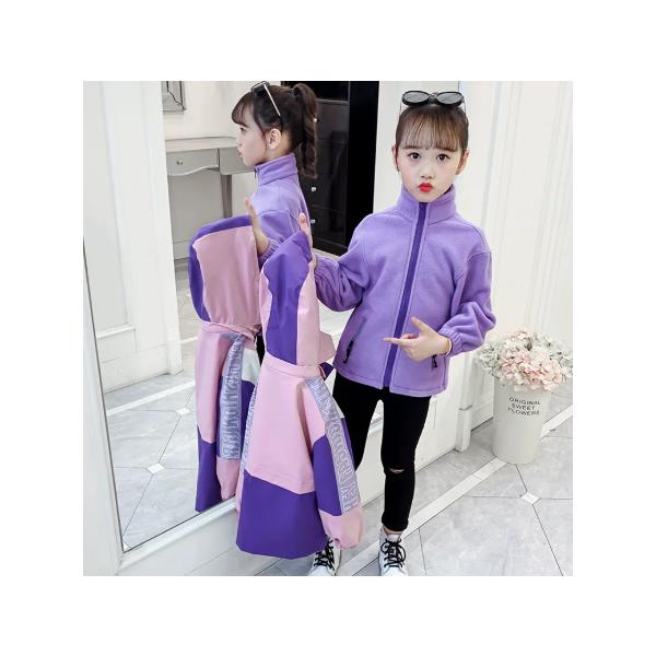 アウター キッズ ジャケット ウィンドブレーカー  ジャケット 取り外し可 女の子 冬服 防寒 ブルゾン ジャンパー 上着 子ども服
