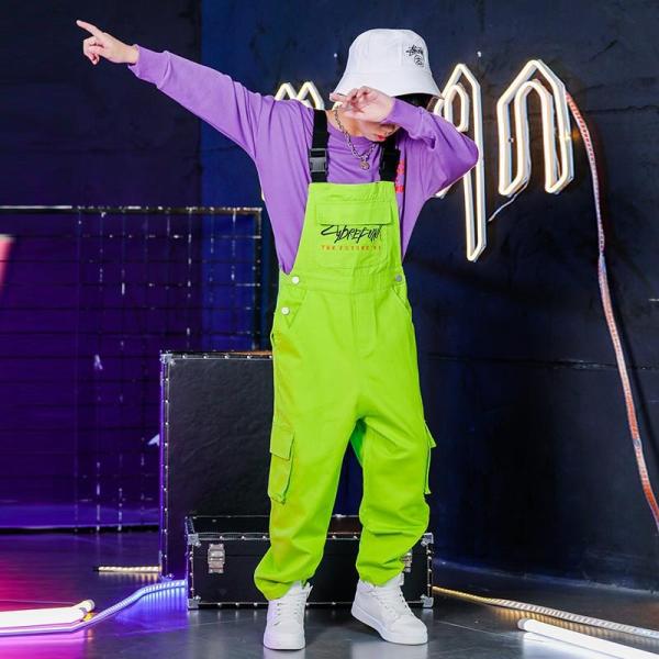 キッズ ダンス衣装 セットアップ 男の子 女の子 パーカー長袖ス ズボンセット サロペットパンツ ジャッズ ヒップホップ 演出服 ダンスウェア