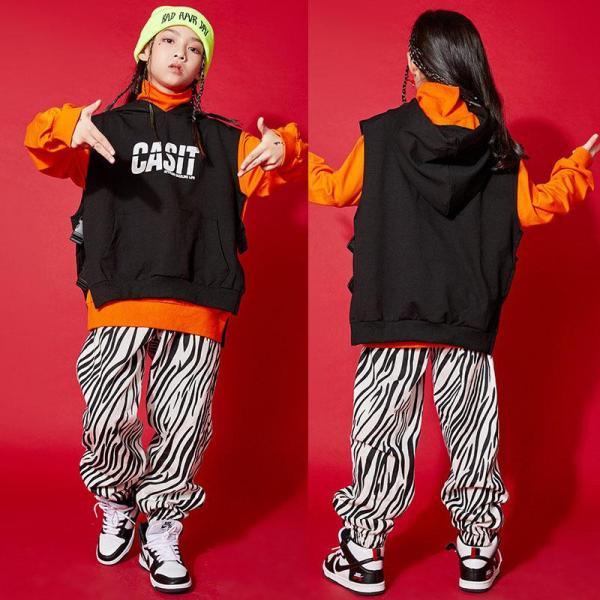 キッズ ダンス衣装 ヒップホップ  ス ズボン セットアップ 男の子 女の子 ジャズダンス HIPHOP 練習着 演出服 ヒョウ柄 帽子 ステージ衣装