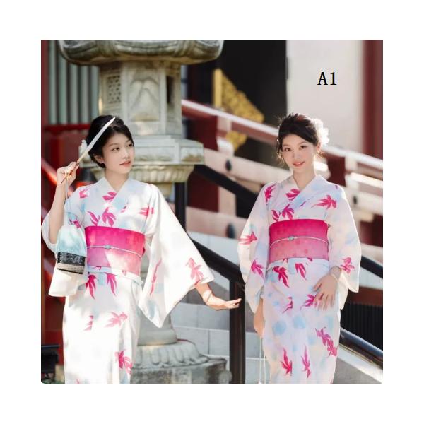 ワンピース 浴衣 和服 着物 レディース 改良スタイル セットアップ 民族風 和風  花柄 可愛い 帯付き ビーチ 花