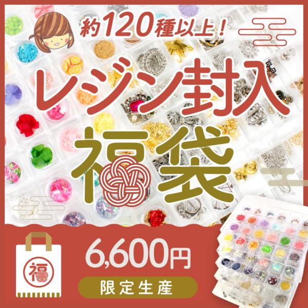限定福袋 レジン封入福袋 豪華5段 クリア引出しケース入り 120種 パーツアソートセット