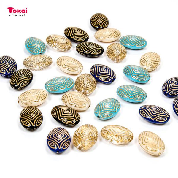 【手芸】シルバービーズ　ヴィンテージ クラフトハートトーカイ ヴィンテージアクリル 楕円A 18×13mm 6