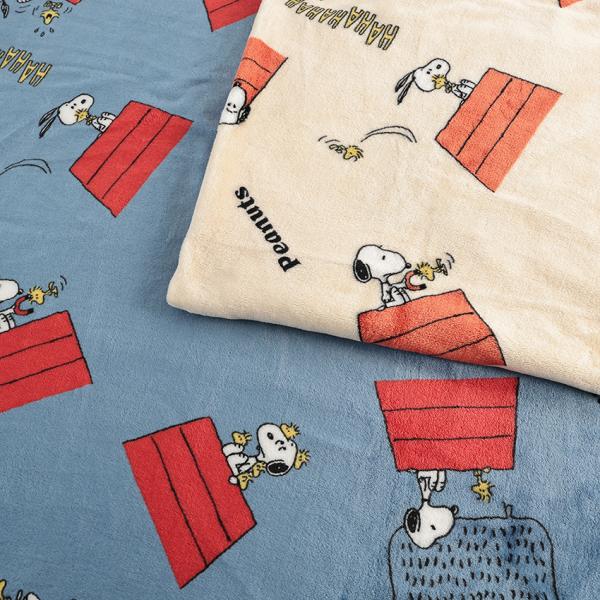 ピーナッツ ドッグハウス柄 マイクロフランネル 75×100cm カットクロス｜生地 布 布地 はぎれ カット布 防寒 キャラクター ボア生地 ふわふわ 両面起毛 毛布