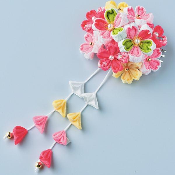 つまみ細工　髪飾り　＃18-25 ピンク系　花水 つまみ細工髪飾り＃18-25 ピンク系花水