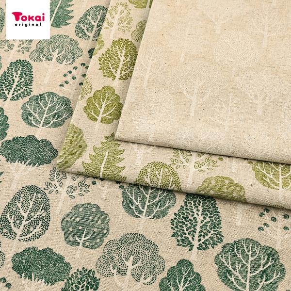 綿麻エッチングリーフ 森 綿麻キャンバス 50cm単位｜切売り 切り売り 生地 布 布地 コットンリネン 北欧風 北欧調 北欧テイスト 森林 木 植物柄
