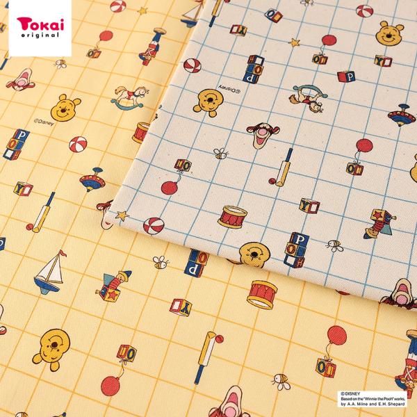 ディズニー プーさんチェック オックス 50cm単位 | 切売り 切り売り 生地 布 布地 コットン100％ Disney キャラクター くまのプーさん