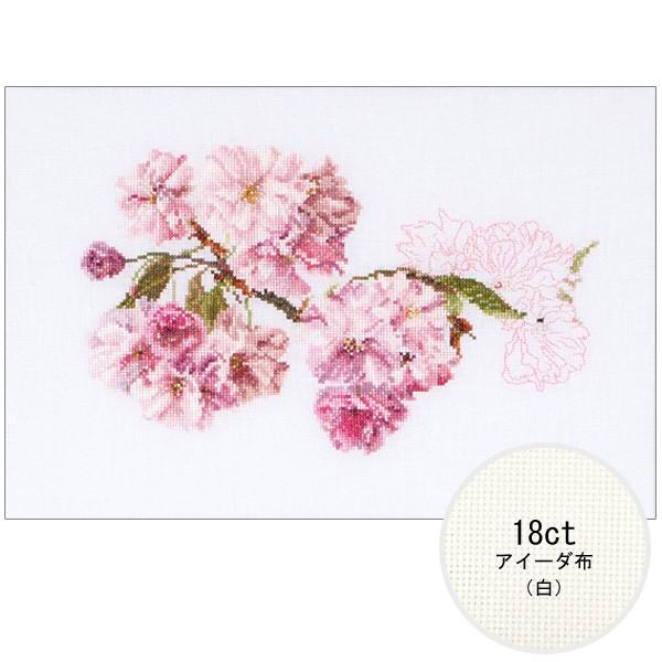 刺繍 輸入キット Thea GOUVERNEUR 八重の桜 White Aida 512 冬刺繍