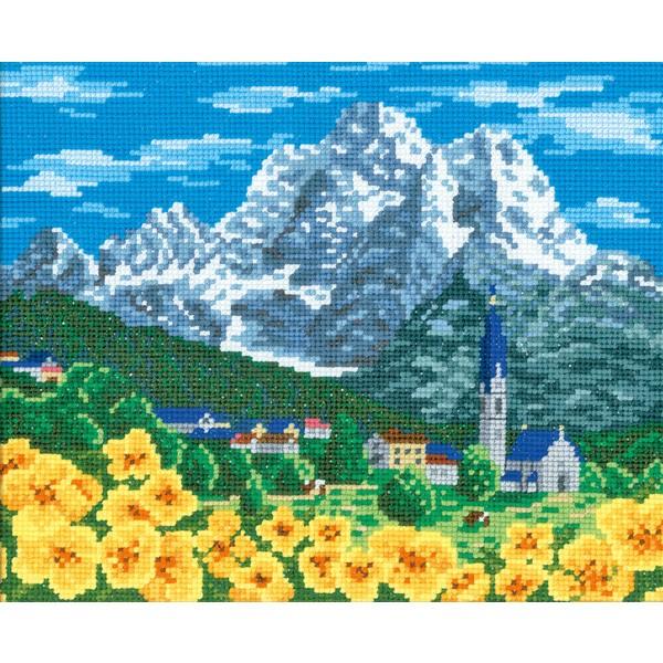 山の刺繍画 刺繍 刺しゅうキット ワールドセレクションアルプスの山並み（スイス