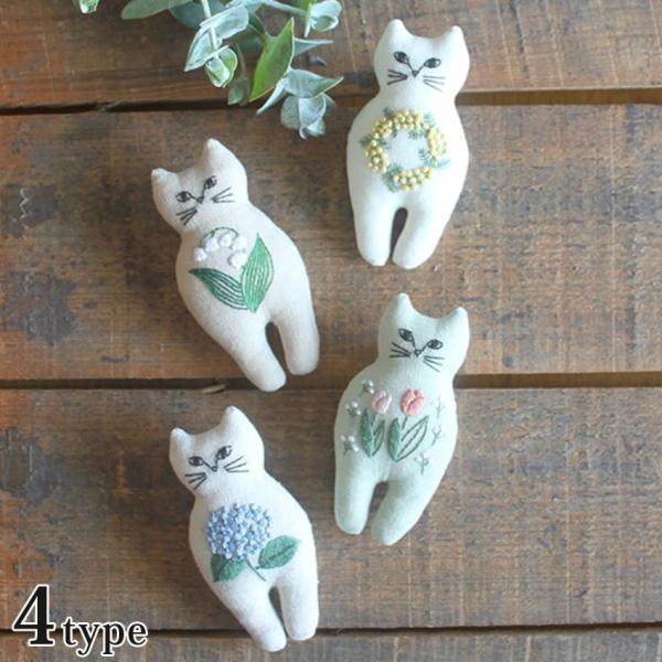 piece nekogao 刺繍ブローチキット 図案印刷済 | 刺しゅう ぬいぐるみ 刺繍 ブローチ ステッチ刺繍 キット 猫 ネコ ねこがお ネコ顔 手芸