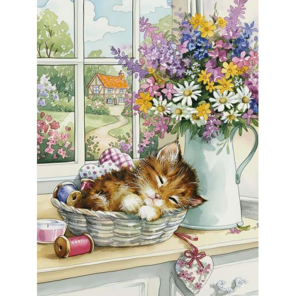 ☆【アソート】 トロールビーズ 4点 ダイヤモンドビーズ 花 ピンク フラワー ダイヤモンドアート 猫 お昼寝 花 四角ビーズ ABビーズ オーロラビーズ