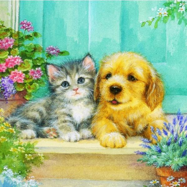 ダイヤモンドペインティングキット 猫と花の風景 90㎝×65cm DAC ダイヤモンドペインティングキット 猫と花の風景 90㎝×65cm DAC