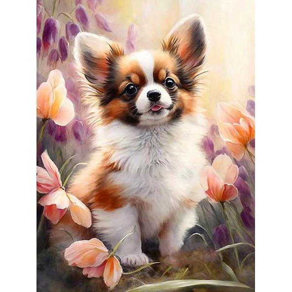 ダイヤモンドアート キット 四角ビーズ 犬 チワワ パピヨン