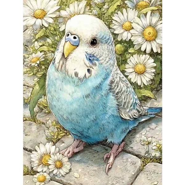 ダイヤモンドアート 丸ビーズ  セキセイインコ 青 小鳥 ダイアモンドアート ダイヤモンドペインティング 初心者OK 猫 インテリア 手作り DIY ハンドメイド