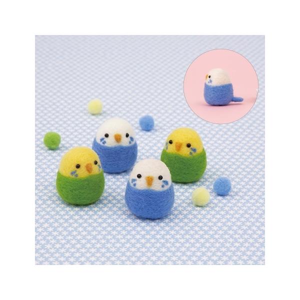 羊毛フェルト☆インコ達の飾り棚☆6羽 ハマナカ ニードルフェルトでつくるベビーアニマル セキセイインコの