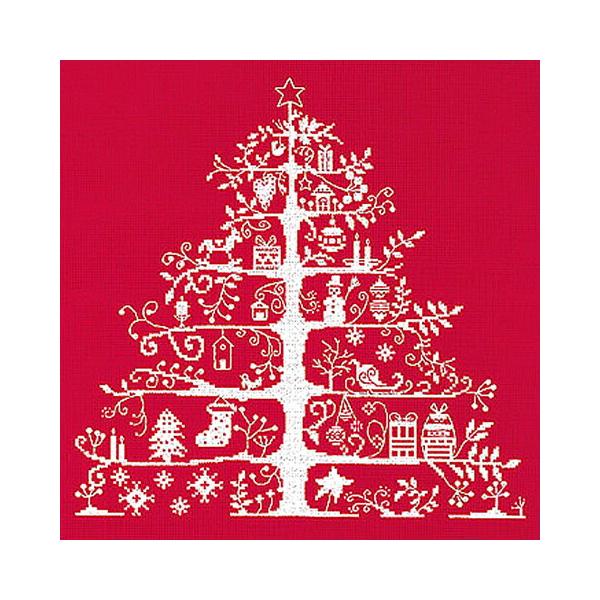 DMC刺繍キット クリスマス（刺しゅう）クロスステッチ クリスマスツリー（レッド/ホワイト）初心者向け