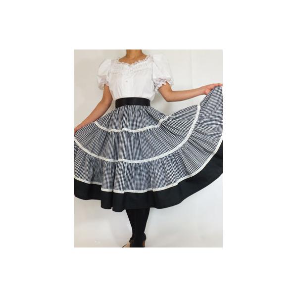 フォークダンス衣装◆ギンガムチェック＋レース三段ティアードスカート14